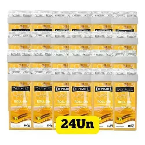 Kit Com 24 Unidades Cera Depilatoria Depimiel Refil Roll-on Classica 100g