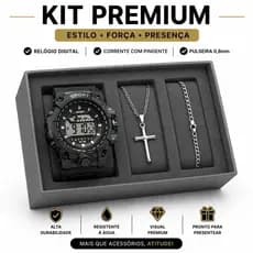 Kit Rel贸gio Masculino Digital Sport 脌 Prova D'脕gua Corrente Pulseira Pingente