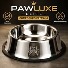 Comedouro Antiderrapante Inox Grande Cachorro Gato Pawluxe™ | Pote Resistente com Base Silicone