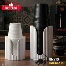 Suporte Porta Copos Organizador de descartáveis com acabamento canelado moderno e elegante
