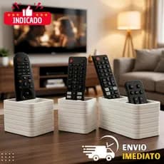 Porta Controle Remoto Mesa Ripado | Organizador de Mesa para Controle TV Sala Escritório Moderno