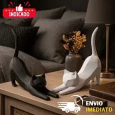 Gatinho Decorativo Minimalista Alongado | Decoração Moderna Sala Quarto Estante