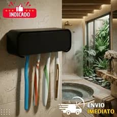 Porta Escovas de Dente Parede Fixação Sem Furo – Suporte Para 4 Escovas com Fita Dupla Face