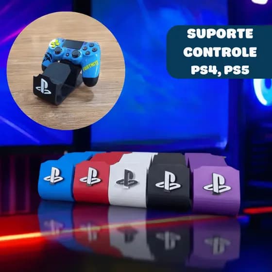 Suporte Duplo para Controle PS4 PS5 de Mesa Gamer para 2 Controles Dualshock e Dualsense