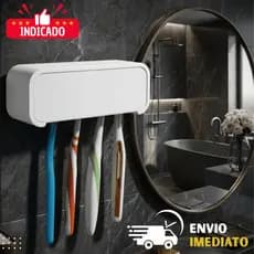 Porta Escovas de Dente de Parede | Suporte 4 Escovas – Fixação Sem Furo Fita Dupla Face Ultra Forte