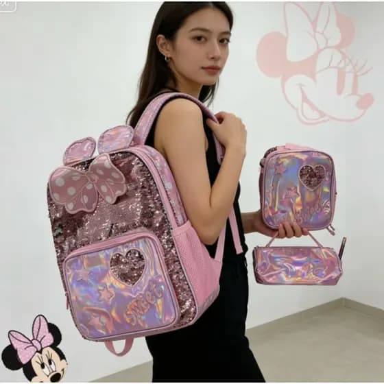 Kit mochila infantil Minnie com detalhes