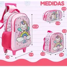 Kit Mochila C/rodinhas Unicórnio Infantil