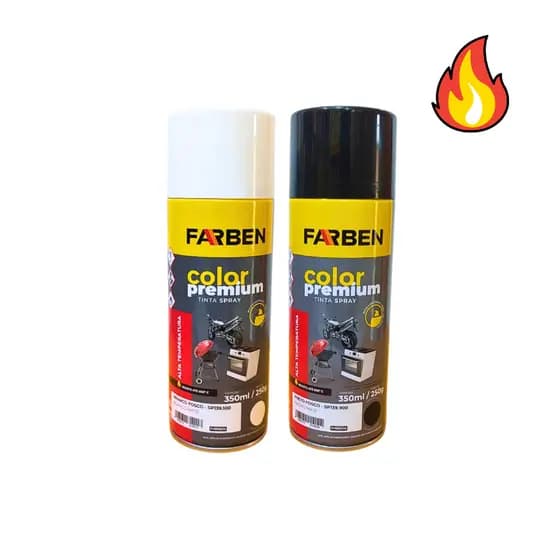Tinta Spray para Alta Temperatura Preto Fosco Cano de Moto Churrasqueira Até 600 Graus - Farben
