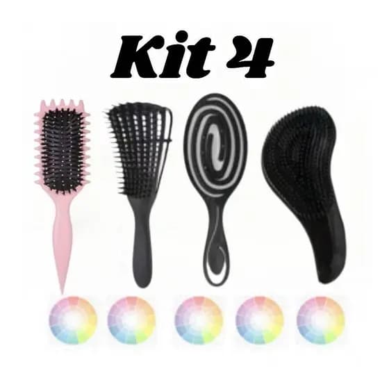 Kit 4 Escovas Para os Cabelos, Onda, Mágica, Polvo,Flexível