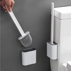 Kit Escova Sanitária Quadrada Limpeza Banheiro Parede Silicone privada suporte