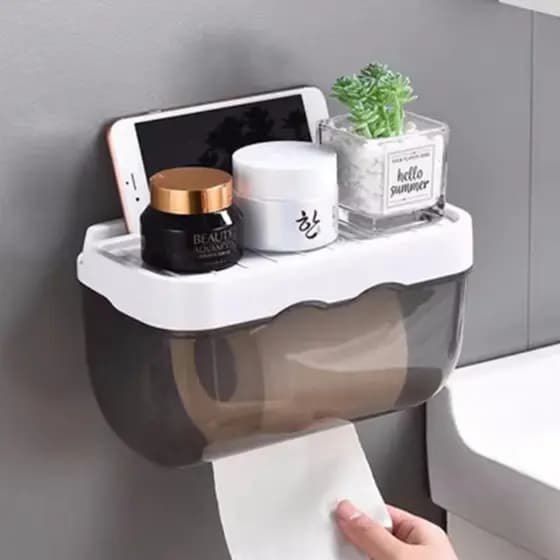 Suporte De Parede Banheiro/Caixa Organizadora Com Papel Higiênico/Sem Furar pronta entrega