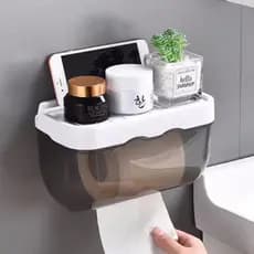 Suporte De Parede Banheiro/Caixa Organizadora Com Papel Higiênico/Sem Furar pronta entrega