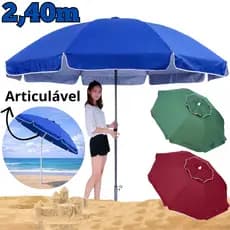Guarda Sol Gigante Grande 2,40m ou 1,90m Ombrelone Articulável C/ Proteção UV Impermeável Sol Praia Piscina