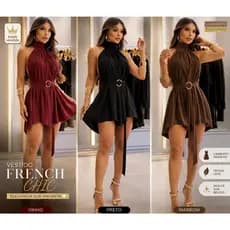 Vestido macaquinho faixa argola