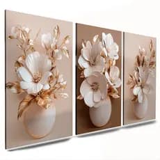 quadros decorativos para cozinha sala vaso flores flor rosa brancas