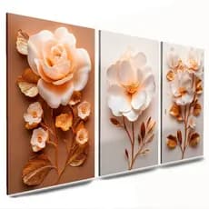 kit 3 quadros decorativo parede flores flor moderna sala cozinha quarto