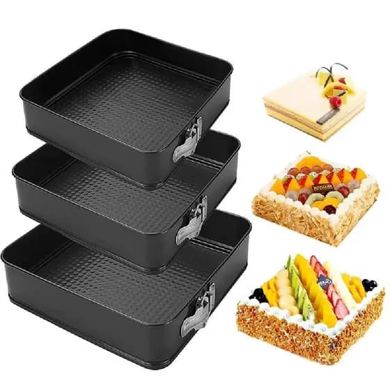 KIT 3 FORMA BOLO TORTA FUNDO REMOVIVEL ASSADEIRA QUADRADA ANTIADERENTE MULTIUSO CONFEITARIA BOLEIRA PROFISSIONAL
