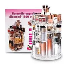 ORGANIZADOR DE COSMETICOS GIRATORIO SUPORTE PERFUMES MAQUIAGEM REDONDO AJUSTAVEL ARMAZENAGEM 3 ANDARES ACRILICO COM ROTA