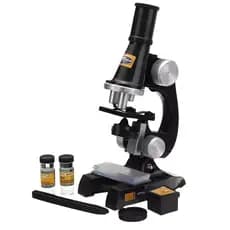 MICROSCOPIO DE MESA E LABORATORIO COM AMPLIAÇÃO ATE 450X COM LED LIGHT E KIT DE ACESSORIOS ESCOLAR COMPLETO