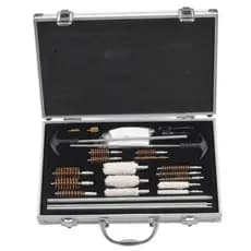 KIT DE LIMPEZA ARMAS CURTAS LONGAS MALETA ALUMINIO ARMAMENTO REVOLVER PISTOLA CARABINA PROFISSIONAL 24 PEÇAS TODOS OS CA