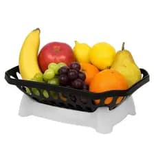 FRUTEIRA DE MESA CESTO ORGANIZADOR FIRENZA FRUTAS DECORATIVO BANCADA COZINHA SALA MULTIUSO PLASTICA PRETA