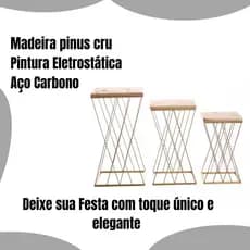 Kit 3 Mesas Treliça Cruzada + Painel Arco Redondo Desmontavel 1,50cm Decoração de Festa