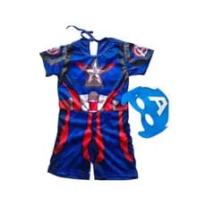 FANTASIA SUPER HERÓI CAPITÃO AMÉRICA + MÁSCARA EVA FESTA ANIVERSÁRIO ROUPA INFANTIL