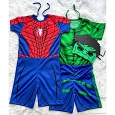 KIT FANTASIA 2 PÇS ARANHA E HULK COM MÁSCARAS FESTA INFANTIL ANIVERSÁRIO HERÓIS