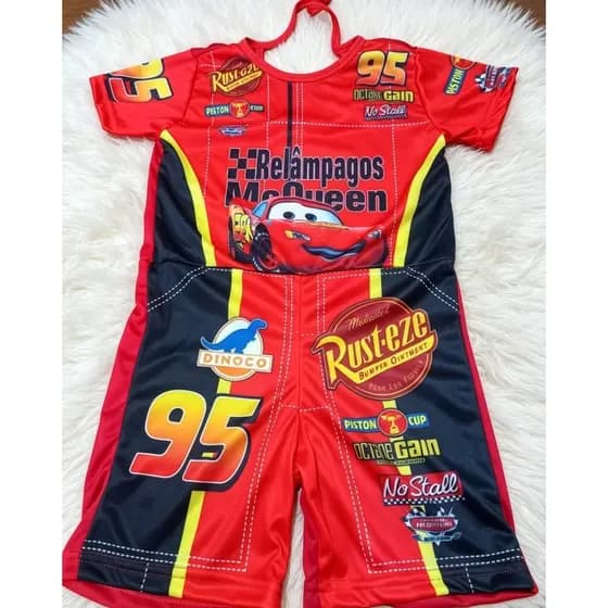 FANTASIA SUPER HERÓI MCQUEEN  CARROS FESTA ANIVERSÁRIO ROUPA INFANTIL