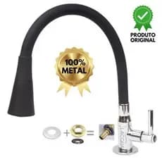 Torneira Gourmet Cozinha Flexível Cone Preta e Vermelho Mesa Luxo METAL 100%