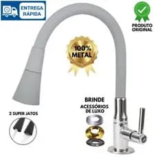 Torneira Gourmet Cozinha Flexível Cone Cinza Mesa Luxo METAL 100%