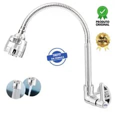 Torneira Cozinha Gourmet Flexível Ducha 2 funções Parede Metal 100%