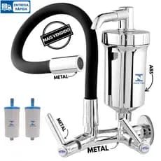 Torneira de Cozinha em Metal com Tubo Slim Preto e Filtro pró saúde +1 refil brinde 2172