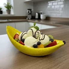 Bowl Banana Split 2ª LINHA Com DEFEITOS de Fabricação Amarela Cozinha Sorvete Sobremesa