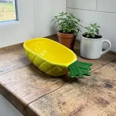 Bowl de Abacaxi Amarelo 600ml Feito de Cerâmica Decorado