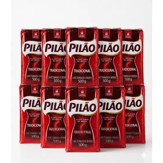Kit 10 Café Pilão 500g Tradicional Torrado Moído