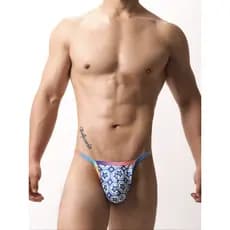 2026 novo estilo gradiente arco-íris cinto fino masculino impresso única tanga roupa interior sentir garfo alto esportes