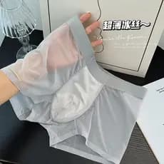 2026 Novo Estilo20262026Cuecas boxer masculinas de seda gelada, finas, transparentes, sem costura, cuecas boxer respiráv