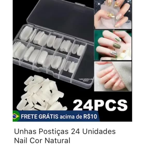 Unhas Postiças 24 Unidades Nail Cor Natural