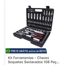 Kit Ferramentas - Chaves Soquetes Sextavados 108 Peças