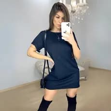 Vestido Camisetão  Blusão Soltinho Larguinho com Manga Liso Premium Plus Oversized