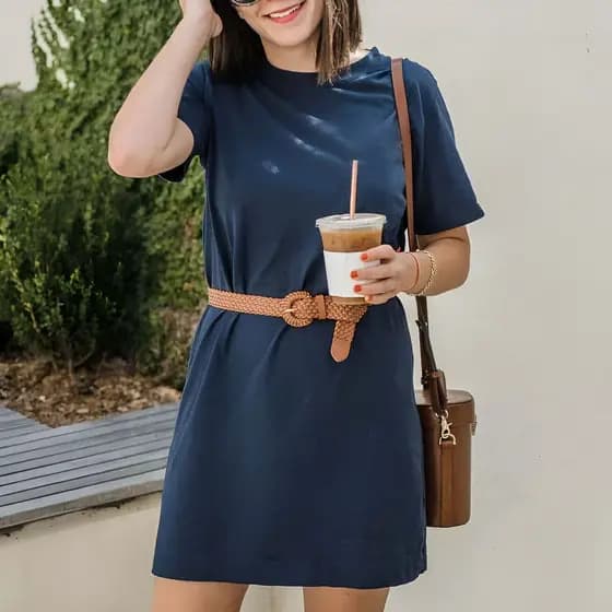 Vestido Camisão Blusao Feminino Moda Blogueira Camisetao Confortavel Gola Careca Camiseta Mulheres