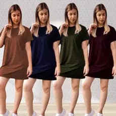 Kit 4 Vestido Camisetão Camisão Blusão Tshirt Confortável Despojado Básico Casual Plus