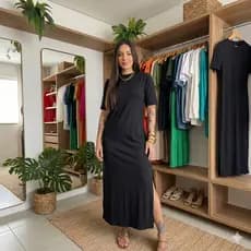Vestido Midi Blogueira Moda Fashion Estilo Confortavel