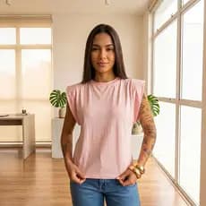 Blusa Muscle Tee Feminina Gola Redonda Roupas Femininas T-shirt Básica Elegante