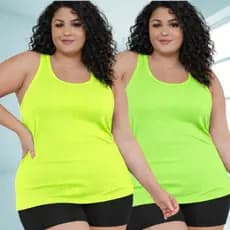Kit 2 Camisa Regata Dry Fit Plus Size Feminina Esportiva Academia Secagem Rápida Tamanho Grande Até G5