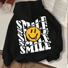 Agasalho Infantil StreetWear Flanelado Com Capuz e Bolsos Sorrisos Moletom Grosso