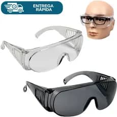 Kit 2 Óculos  de Proteção Ampla Visão  Transparente + Fumê Valeplast CA 40186