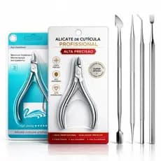 Kit Manicure 6 Itens Inox Profissional Alicate Cutícula Corte Palito Espátula Raspador Removedor