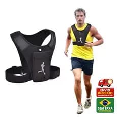 Colete Refletivo Para Corrida Com Suporte Telefone  comBolsos Cinta De Peito Peitoral Porta Celular Pra Ciclismo